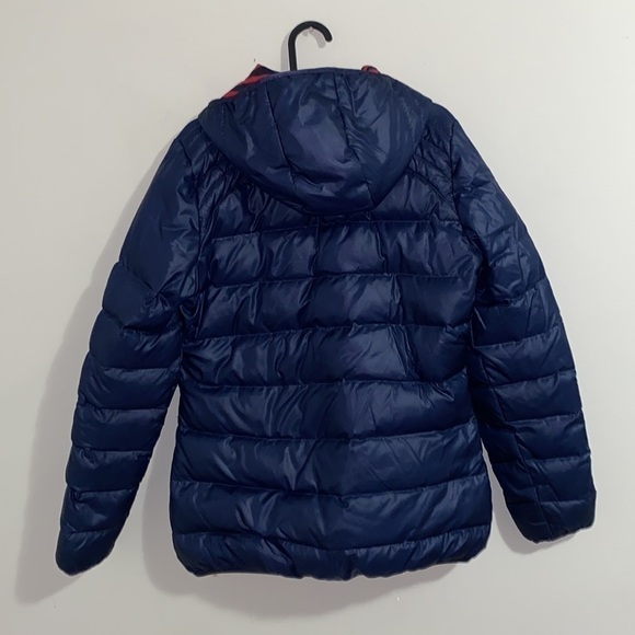 Adidas Down Puffer Jacket Hooded Navy Blue And Pink - Picture 2 of 8